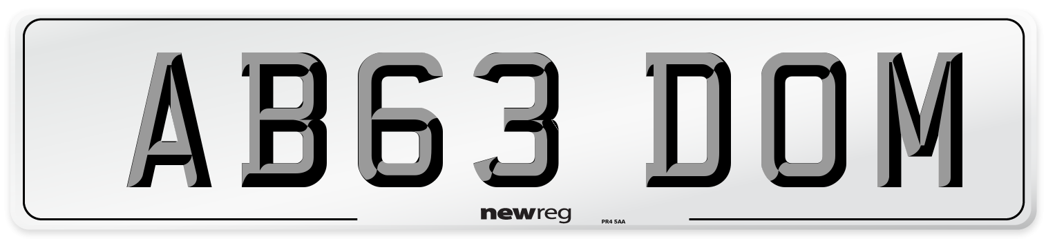 AB63 DOM Number Plate from New Reg